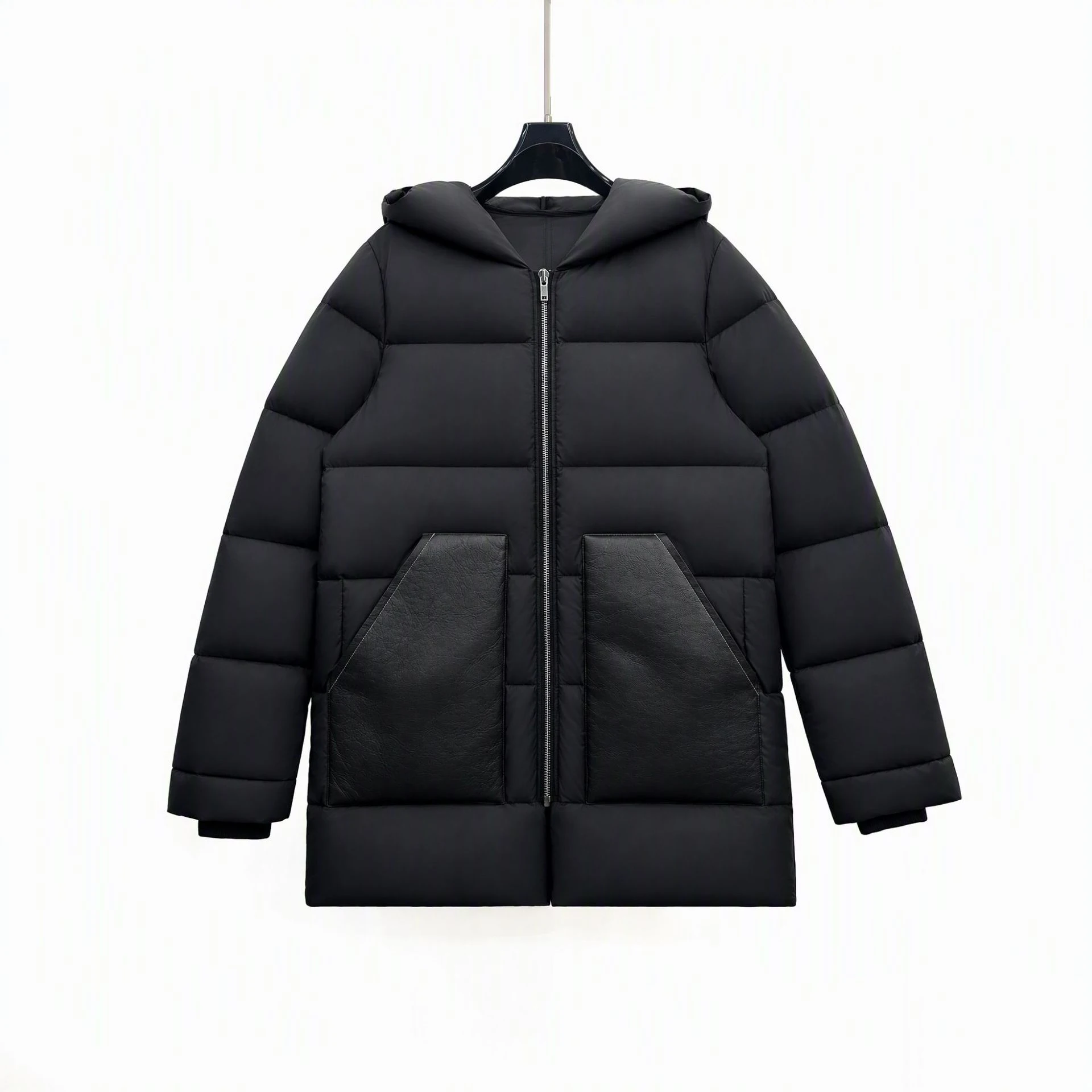 Black hooded down jacket, 2026 winter new style casual and cozy warm men's and women's matching down jacket coat