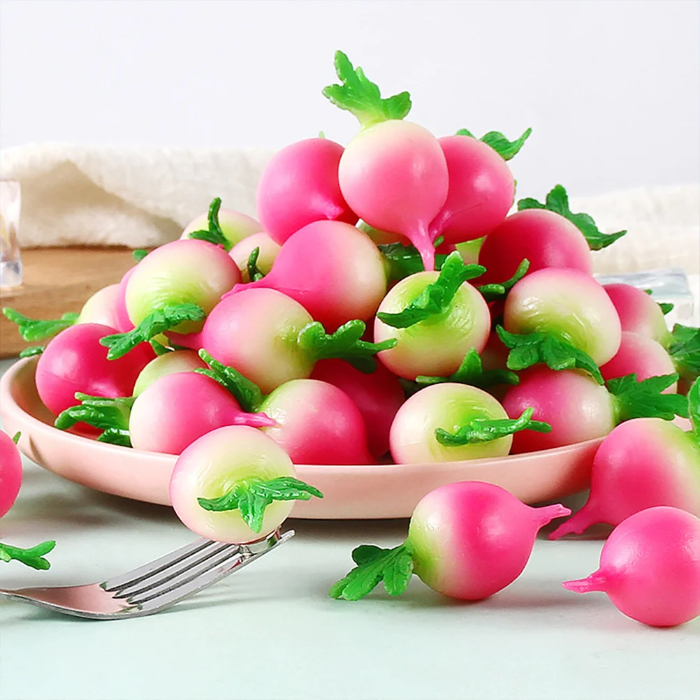 

5pcs Fake Vegetable Decoration Simulation Radish Model Wear-resistant Resin Radish Photo Prop