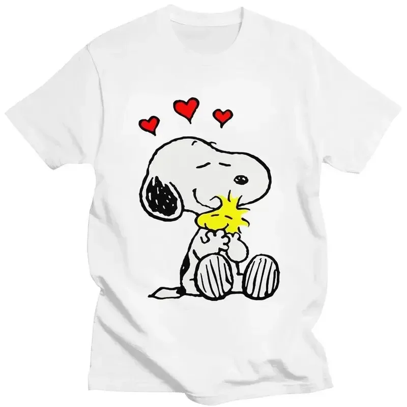 Snoopys Woodstock Love T Shirt Men Pre-shrunk Cotton Tees Tshirts Short-Sleeve Fashion T-shirt Merch