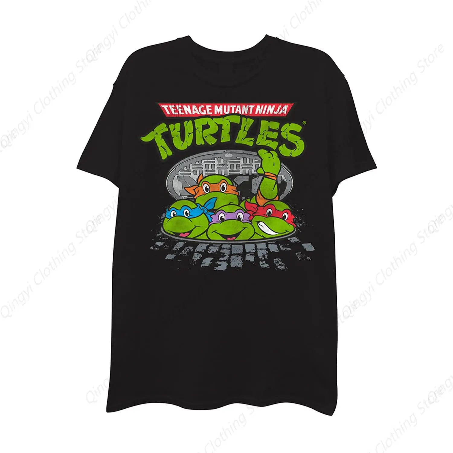 Mens Ninja Turtles Group Shirt - Straight from The Sewer - TMNT Throwback Classic T-Shirt