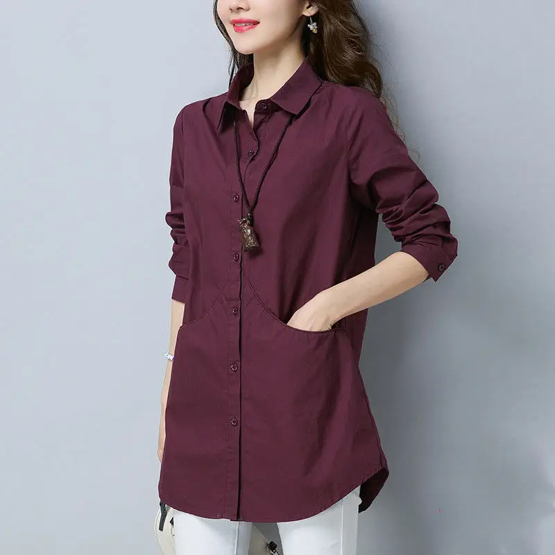 Cárdigan largo con botones para mujer, blusa informal recta con bolsillos y cuello vuelto, ropa de otoño e invierno