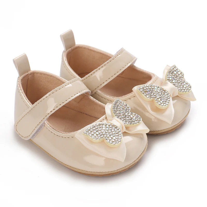 New Spring And Autumn Newborn Girls Anti Slip Walking Shoes Cute Diamond Bow Princess Shoes For Girls