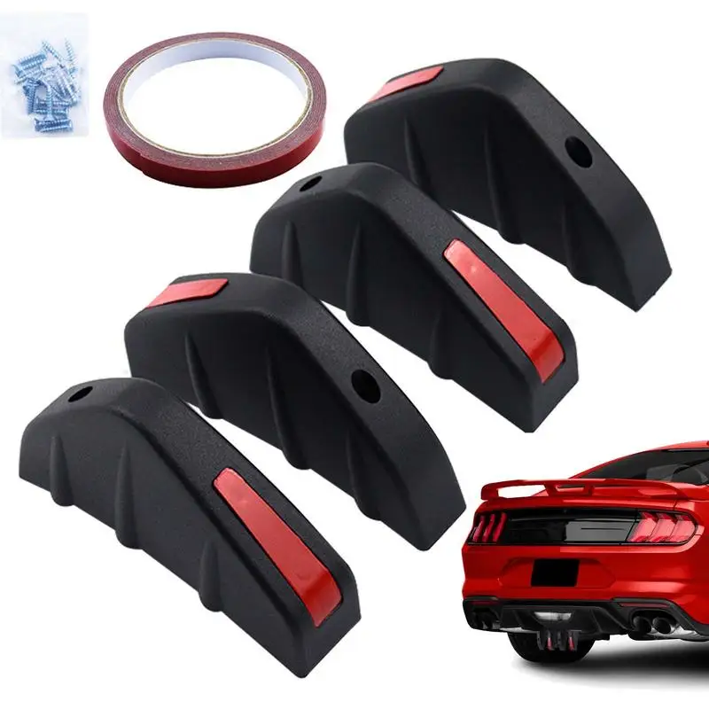 Universal Rear Diffuser Fins Rear Spoiler Fin Universal Rear Bumper Diffuser Carbon Fiber Three-Dimensional Design 4 Pieces /