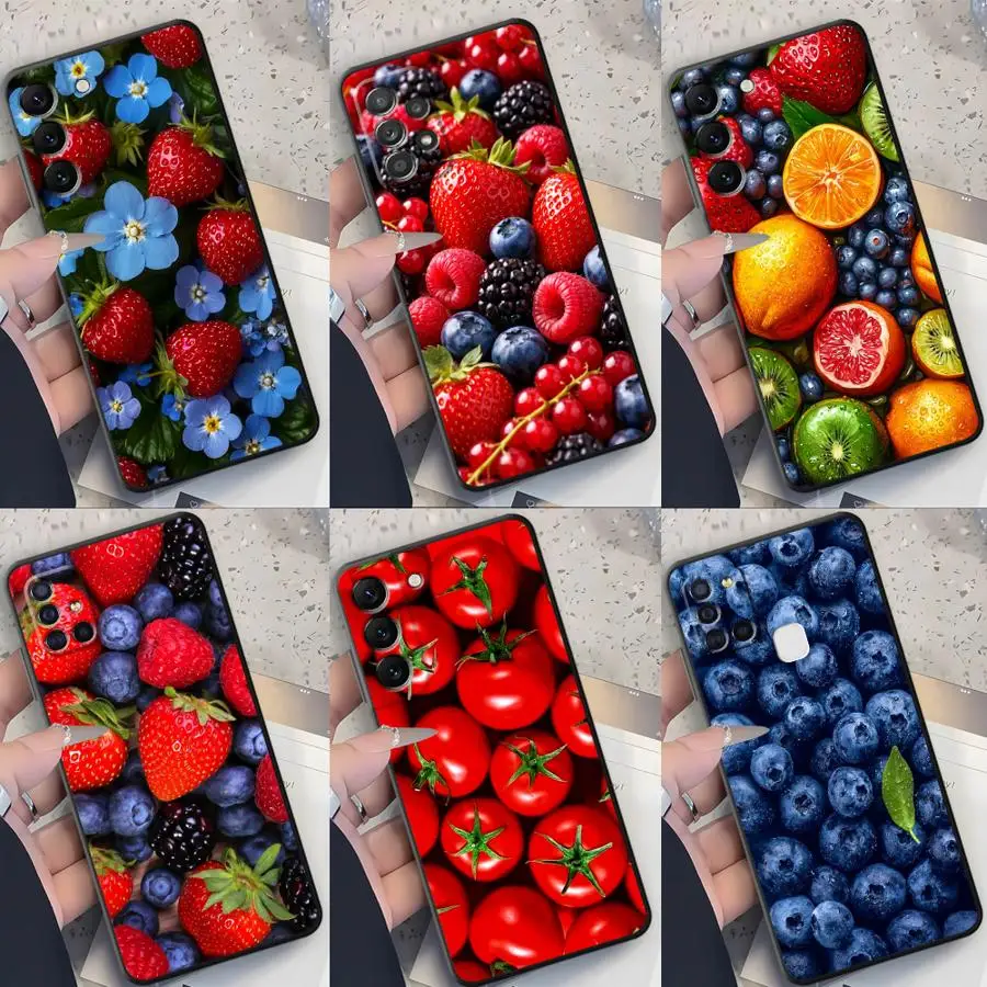 Phone Cover Case for Samsung Galaxy A34 A51 A24 A36 A26 A15 A22 A52 A35 A16 A11 A12 A13 A14 Strawberries And Blueberries