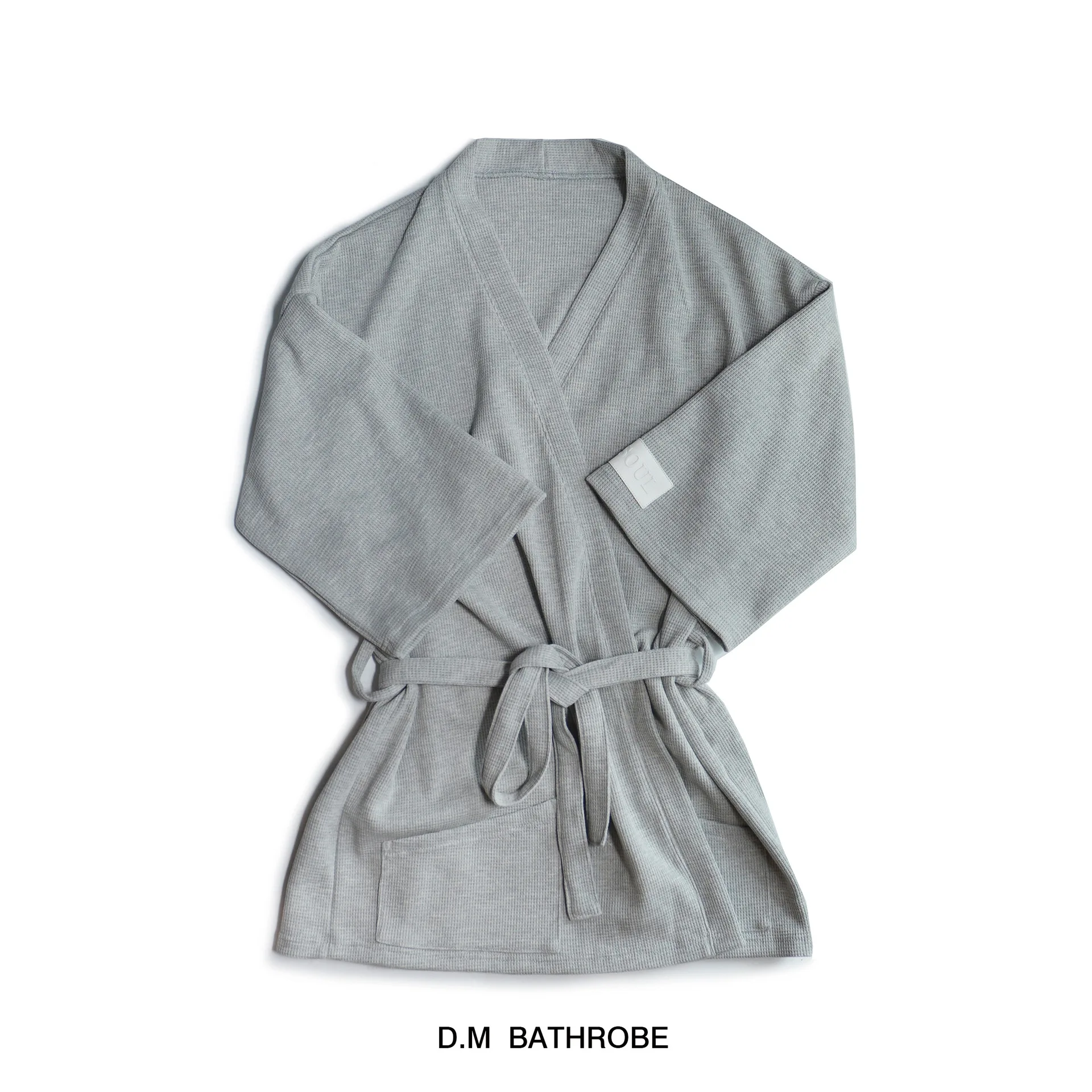 D. M Men\'s Bathrobe Short Solid 100%cotton Pajama Sexy Warm Leisure Home Bath Robe Men