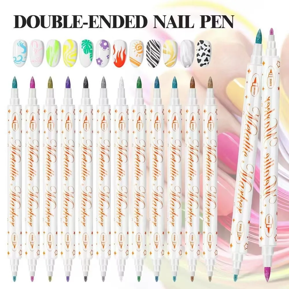 12 unids/set nuevo bolígrafo colorido para grafiti de uñas, bolígrafo de dibujo DIY resistente al agua, herramienta de manicura con delineador de pintura de líneas abstractas 3D