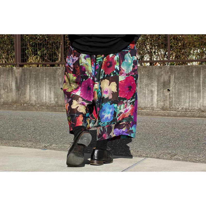 TOP-YAMAMOTO Japanese Original Design Dark and Niche Silk Loose Large-Flowered Casual Pants