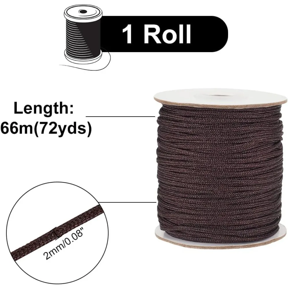 72yards 2mm Nylon String Bracelet String Thread Chineses Knot Cord Crafting Beading Cord Nylon Satin Cord for Bracelet Necklace