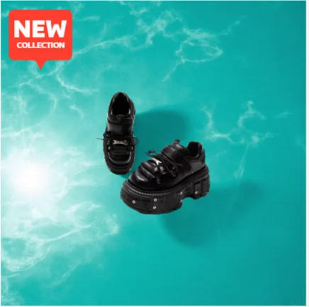 Punk Heavy Metal Rivets Small Leather Women Dark Goth Small Man Heightening Muffin Y2k Babes Platform Shoes