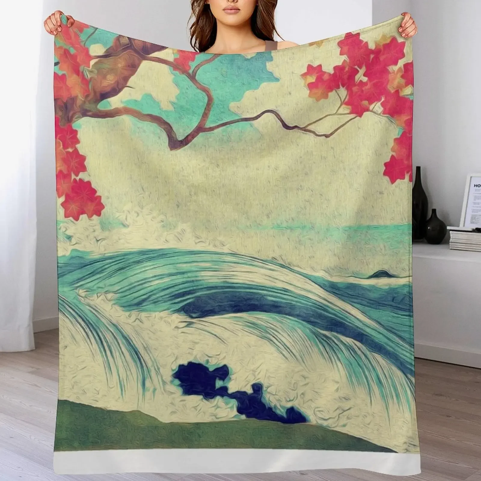 

New Waking to the Wild and Beautiful Ocean of Dhin - Nature Landscape Throw Blanket Soft Warm Blanket Gift for Grandparents