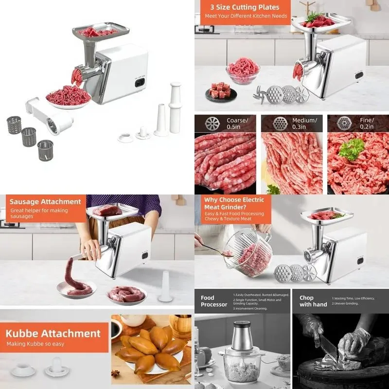 Electric Meat Grinder Sausage Stuffer Salad Maker Cheese Grater Multifunctional Kitchen Appliance 110V 220V Adjustable