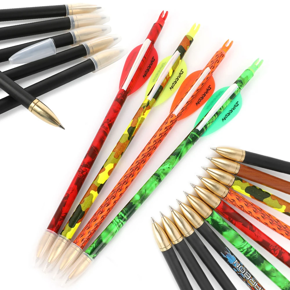 Arrow Shape Pen Novelty Archery Gift for Archers and Outdoorsmen Multiple Colors 23.3cm with Carbon Shaft Replaceable Refill