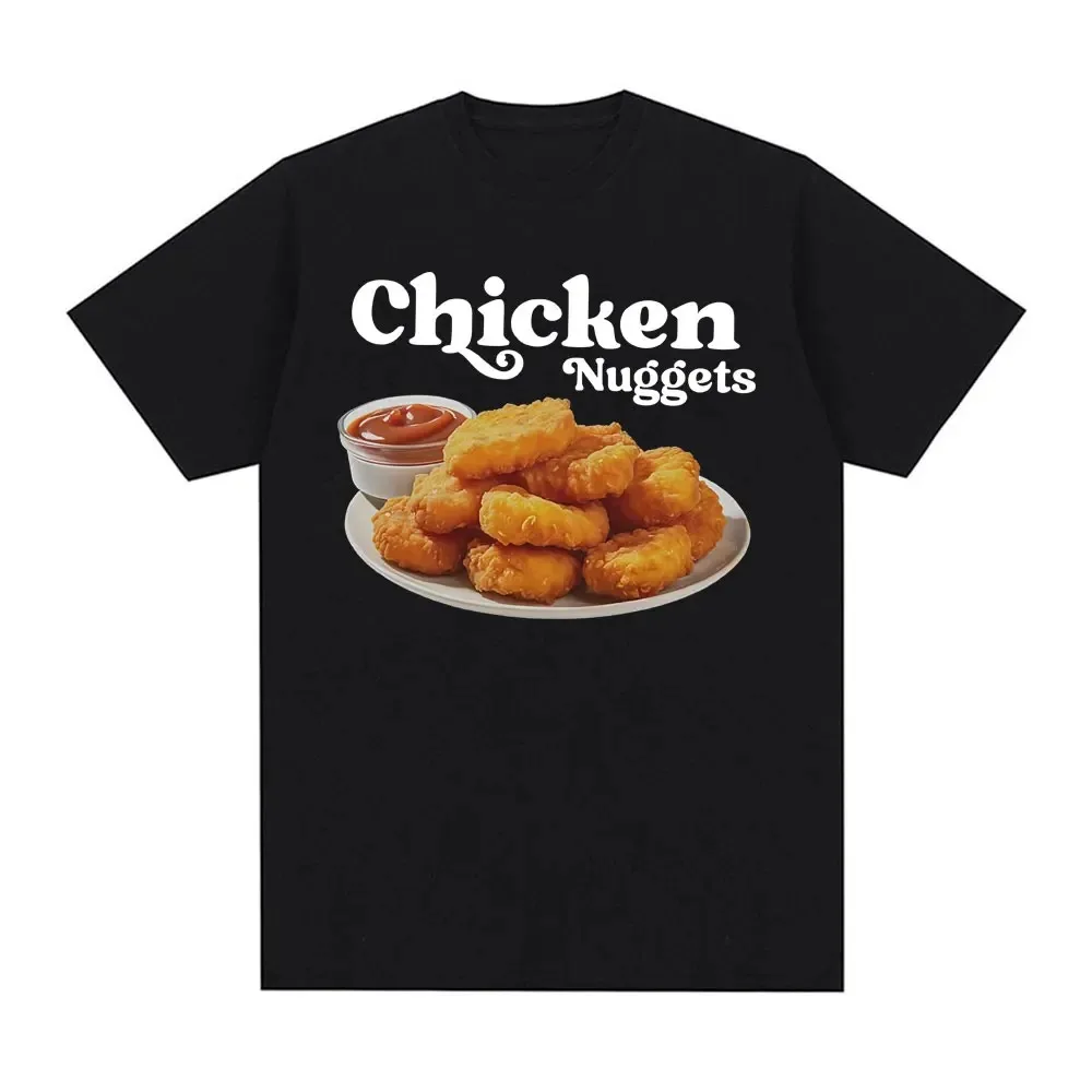 Chicken Nuggets Vintage Funny Food Meme T-Shirt Unisex Hip Hop Fashion Casual Pure Cotton Short Sleeve Top Men and WoMen T-shirt