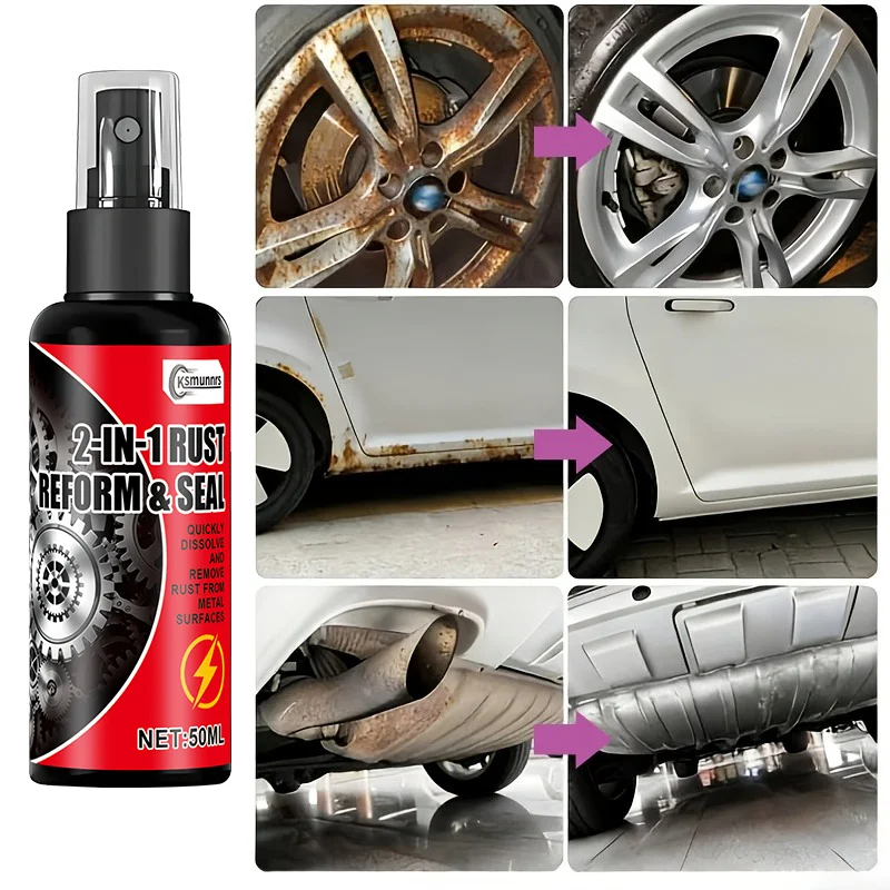 Universal rust remover and anti-rust spray, easily removes stubborn rust stains, suitable for cars, doors, hardware tools, a mus
