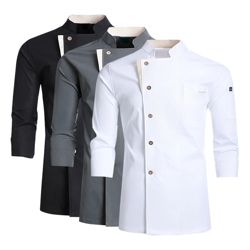Professioneel kookuniform voor herfst/winter Voedsel Koken Kleding Catering Koksjas Restaurant Keuken Shirt Ober Werkkleding - afbeelding 2