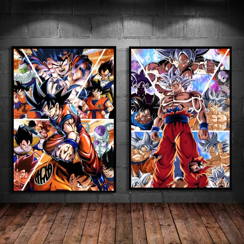 

Canvas Posters Dragon Ball Goku Vegeta Modular Painting Room Home Cartoon Character Picture Christmas Gifts High Quality Art