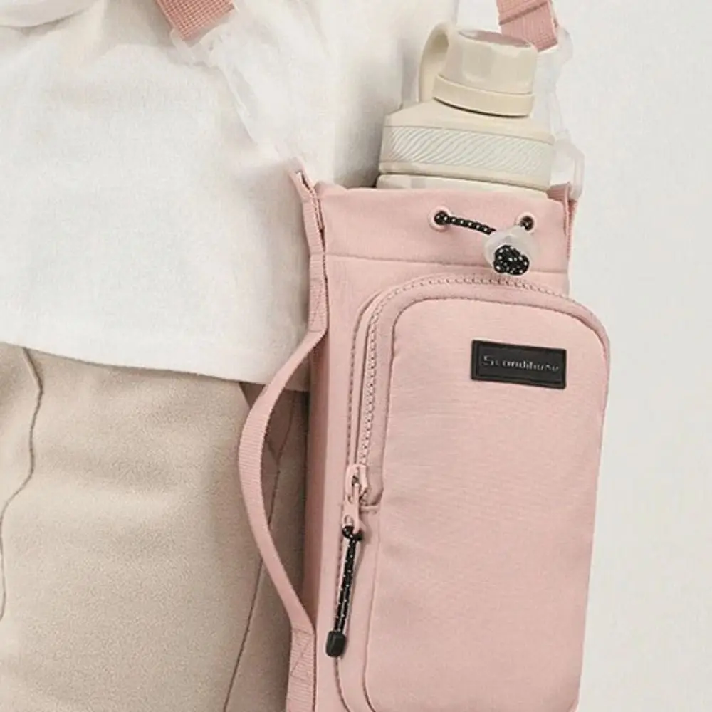 

Shoulder Strap Water Bottle Carrier Bag Front Pocket Waterproof Water Bottle Holder Drawstring Open Top Large Opening