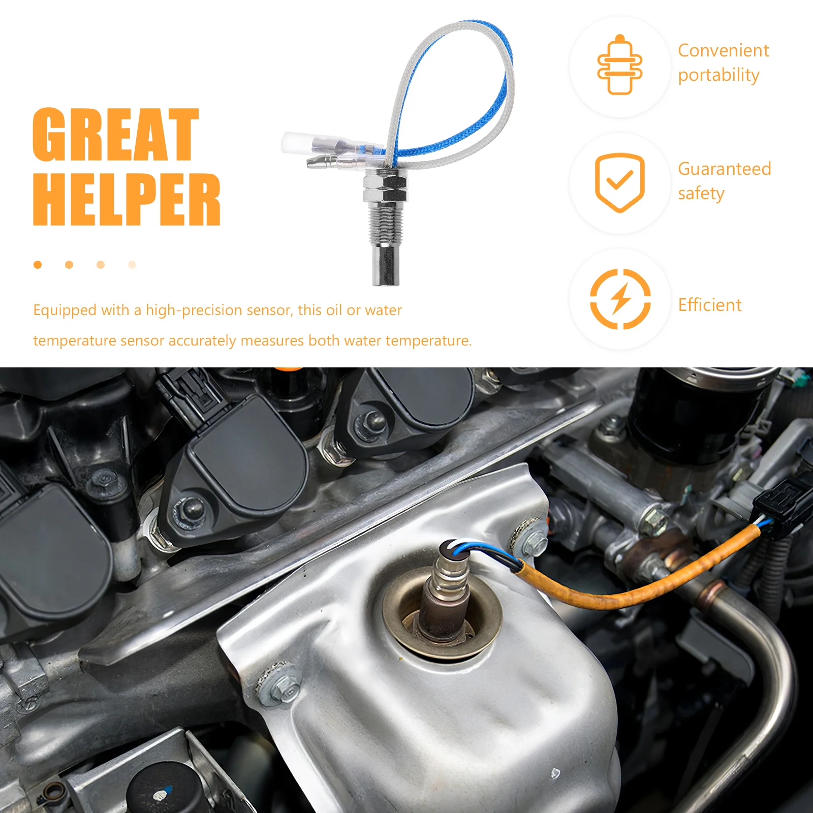 

Oil Temperature Sensor Water Temperature Transducer 1/8 Npt Engine Cooling System Sensor For Car Water Temp Monitoring