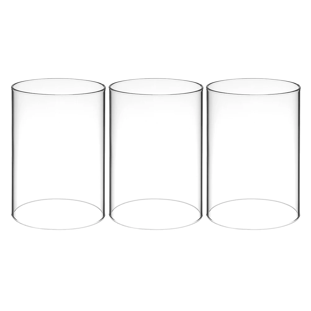 3 pezzi di copertura in vetro cilindro trasparente manica antivento per candele votive a pilastro conico set di decorazioni per la casa