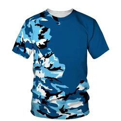 Summer Men's Camouflage Clothing 3D Printed T-shirt Outdoor Sports Fashion Casual Short Sleeved Street Popular Plus Size Top