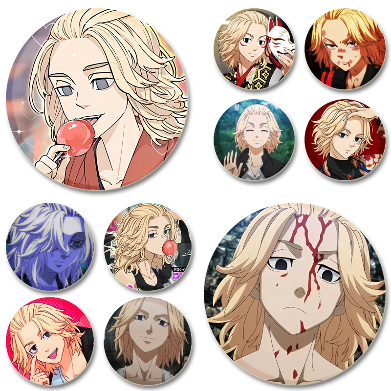 Manjiro Sano Anime Character Badge Cosplay Cartoon Comic Brooches Handmade Cute Enamel Pins for Backpack Jewelry Clothes Collar