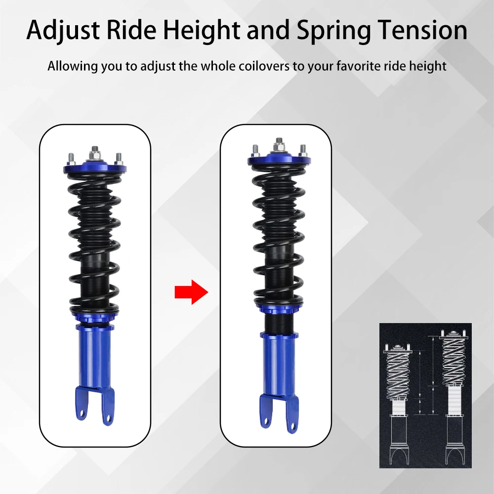 Coilover Struts Spring Shocks Assembly Adjustable Height Spring Shock Absorber Suspension Kit For Honda Civic 1996-2000