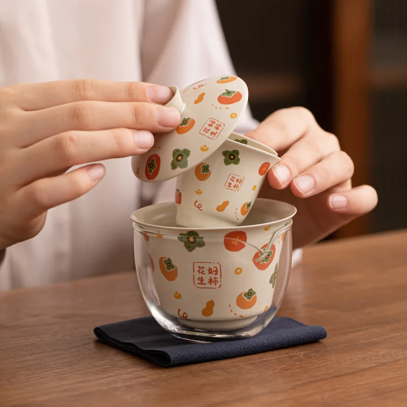 Good Fortune Travel Tea Set Portable Ceramic Gaiwan Outdoor Gift Box