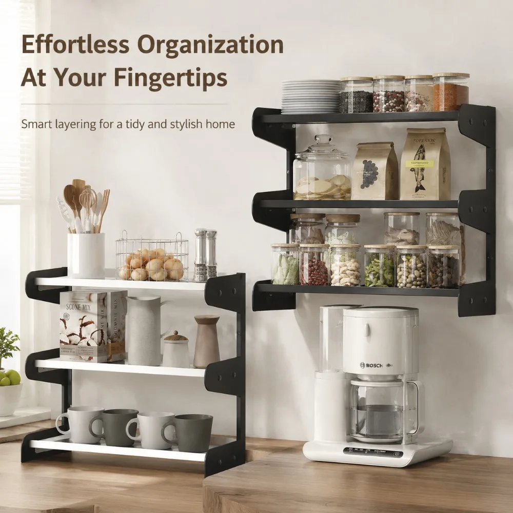 Kitchen Wall Mount Spice Rack Metal Hanging Condiment Holder Space‑Saving Seasoning Bottle Organizer for Kitchen Wall Cabinet
