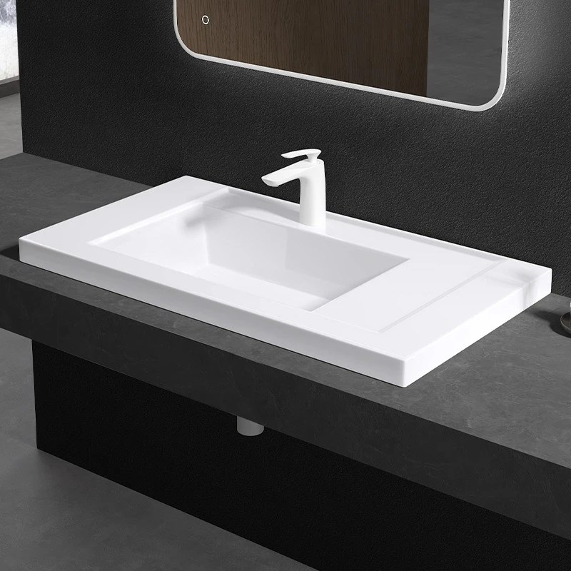 Artificial stone integrated platform basin small apartment wall-mounted hotel B & B