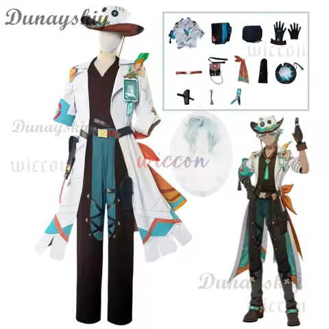 Genshin Impact Ifa Cosplay Costume Wig White Coat Uniform Outfit Hat Bag Props Full Set Men Women Girls Tlalocan Party Halloween