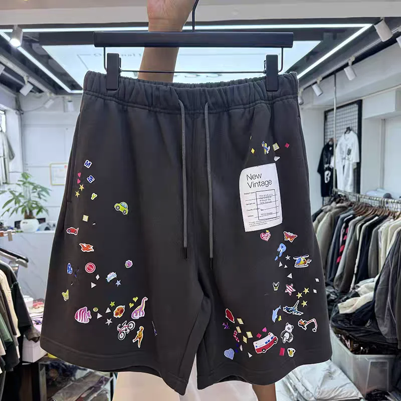 

Шорты с мультяшными наклейками для мужчин и женщин, шорты на шнурке