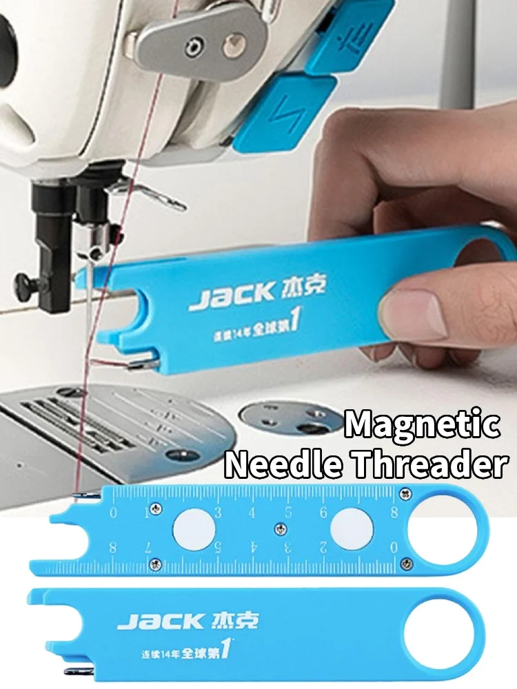 Professional Magnetic Needle Threader with Built-in Magnifying Glass & Dual-Scale Ruler Sewing Aid for Accurate Crafting