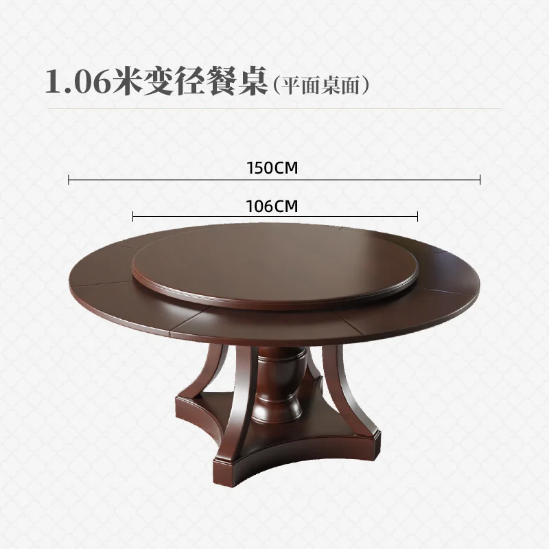 طاولة طعام قابلة للطي وقابلة للتمديد من الخشب الصلب على الطراز الأمريكي لعام 2026 مع كراسي طقم طعام منزلي - ريترو D مدمج بسيط #2