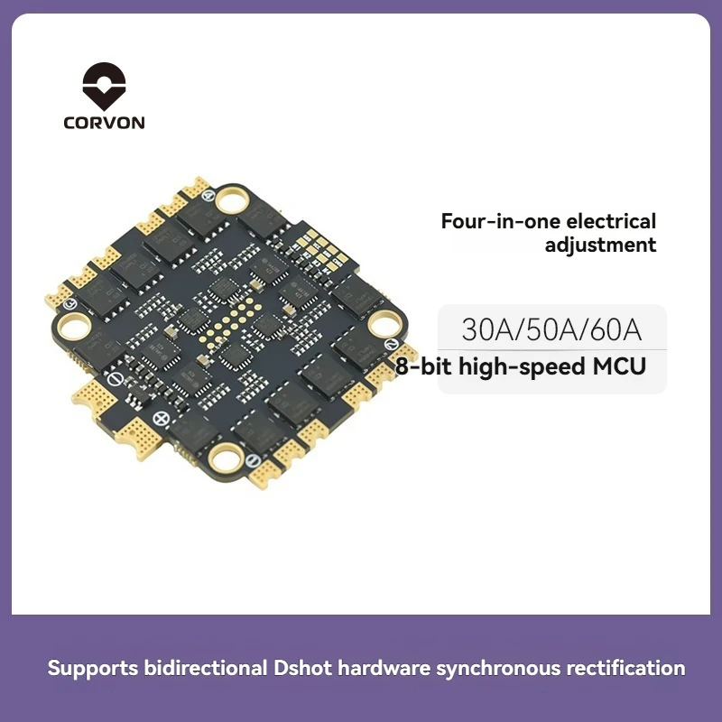 CORVON 8bit 30A 50A6 0A 4in1 ESC 32bit Regolatore elettronico di velocità senza spazzole Supporto DShot Oneshot PWM per aereo RC