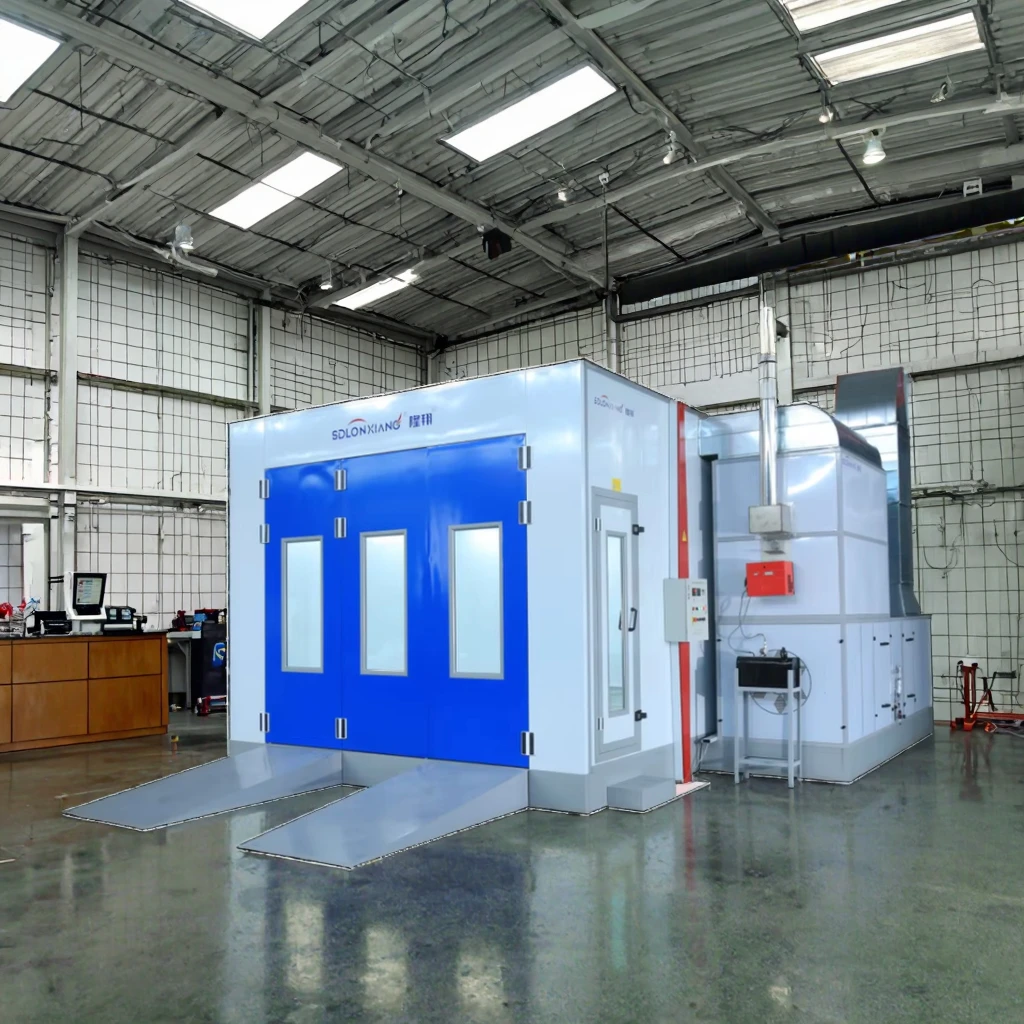 High-Efficiency 12kW Diesel Spray Booth For Painting Achieve 80C Baking With Professional LED Lighting