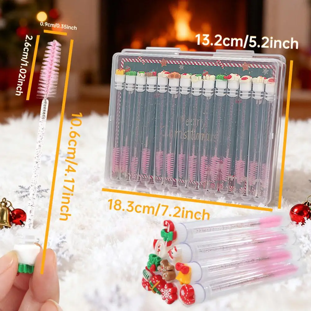 Tubes de brosse à cils de noël avec baguettes de Mascara réutilisables, applicateurs de maquillage remplaçables, fournitures d'extension de cils anti-poussière