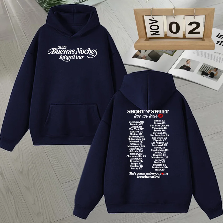 2025 Fashion Sabrina Carpenter Short N Sweet Live Tour Graphic Double Sided Print Hoodie Fleece Men Women Long sleeve Pullovers