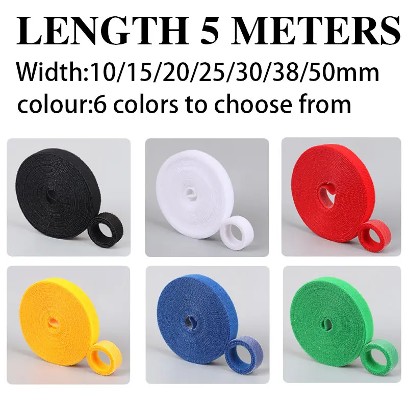 5M/Rolle 10/15/20/25/30/50mm Doppelseitiges Klettband Wiederverwendbares Befestigungsband Kabelbinder für DIY Heim Büro Kabelbündelung – Detail 3