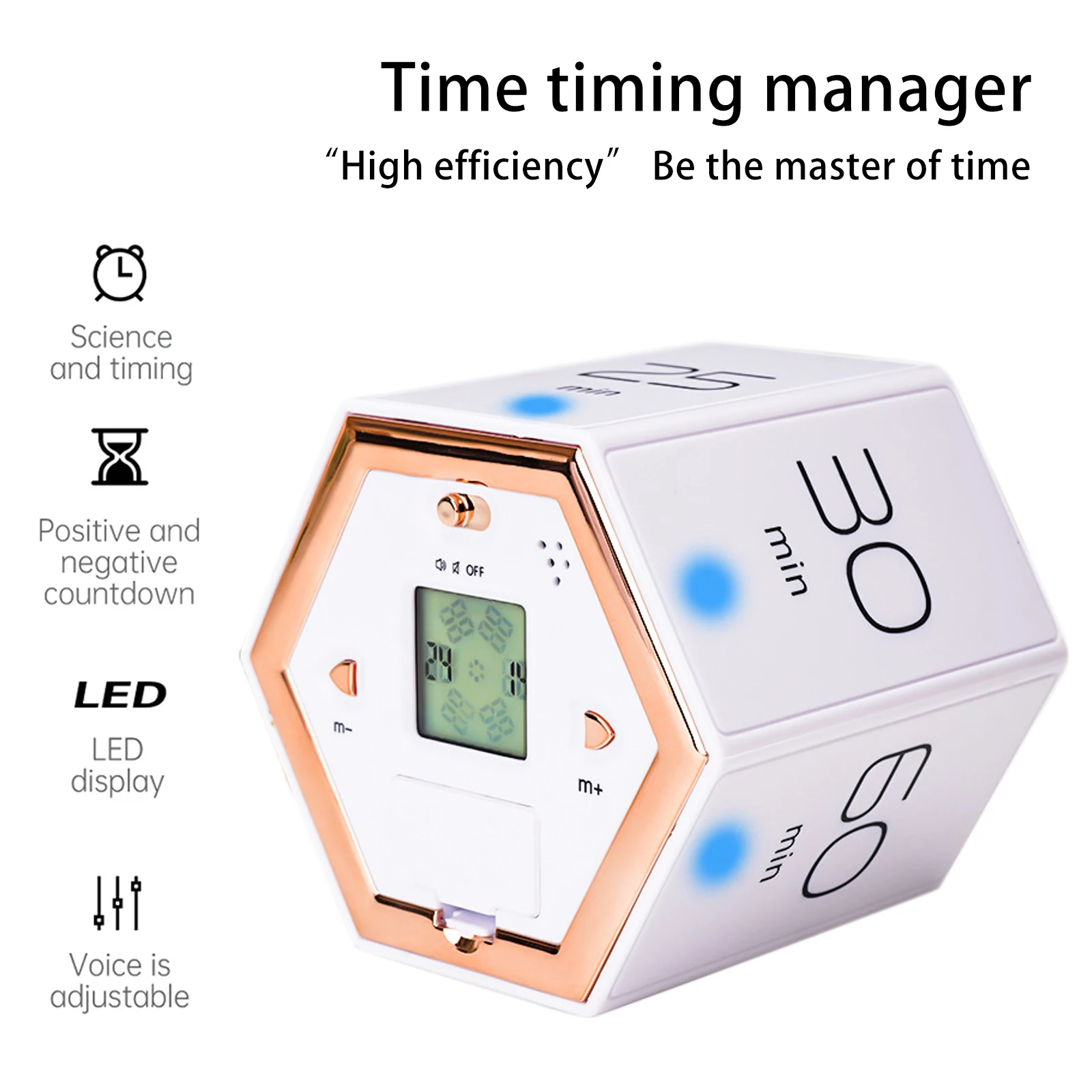 Creative Hexagon Flip Timer Mutable Countdown Reminder Count Down Up Kitchen Gadgets Stopwatch for Classroom Kids Learning