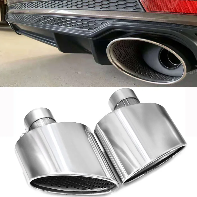 Oval Exhaust Tip For Audi A3 A4 A5 A6 A7 Up RS3 RS4 RS5 RS6 RS7 Look Tailpipe Nozzle Exhaust System Satinless Steel Muffler Tip