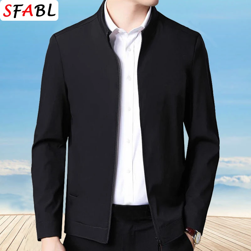 Solid Quality Men's Jacket Business Casual Luxury Blazer for Men Zipper Jacket Office Dress Coat Spring Autumn New Outerwear 3XL