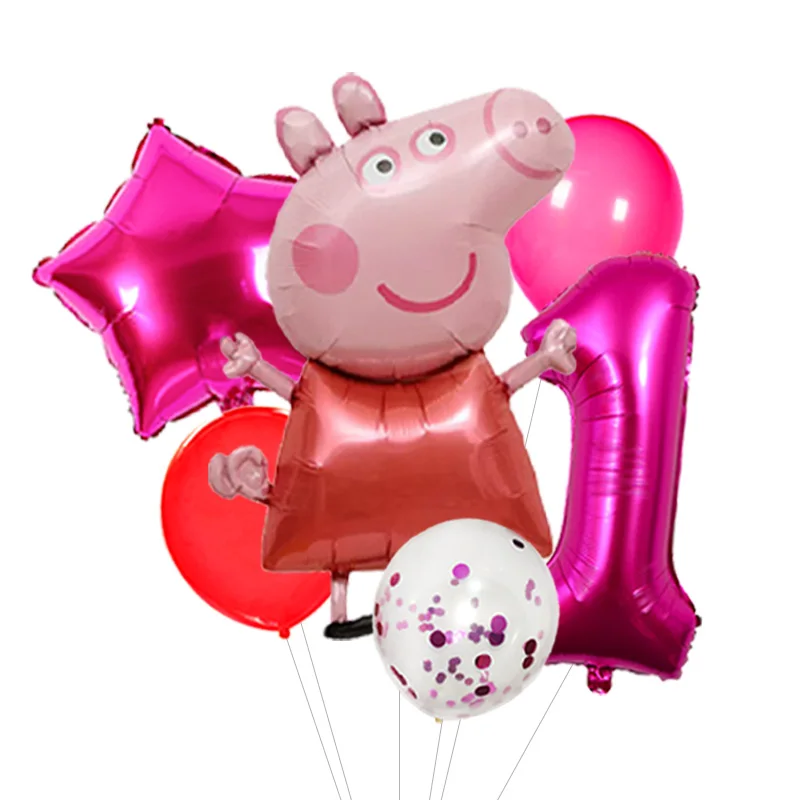 Peppa Pig Balloon Number Box Birthday Decoration Cartoon Foil Balloon Personalized Age Number Party Supplies for Kids
