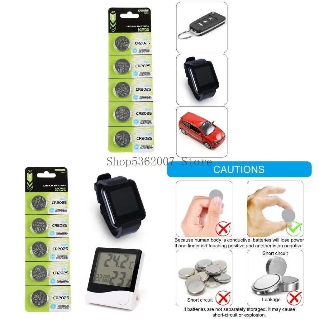 CR2025 3V Button Cell Batteries Pack Of 5/10 Lightweight CR2025 Batteries For Thermometers Long last and Convenient 40JB