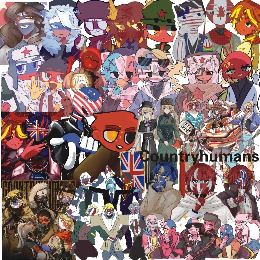 10/70Pcs Countryhumans Sticker Japanese Anime Stickers Kawaii Student Stationery Water Proof Kid School Supplies The Case Gift