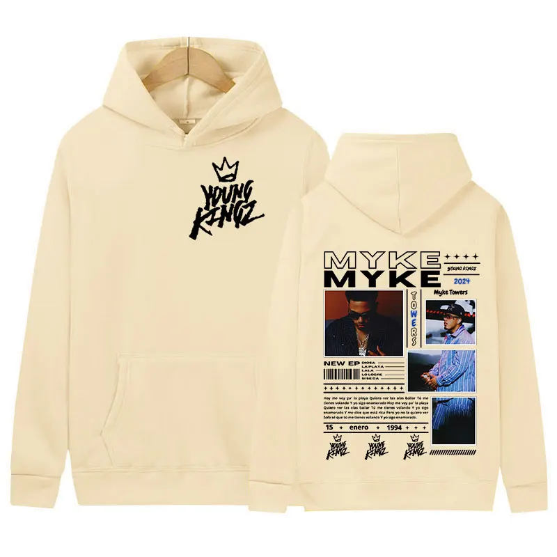 Rapper Myke Towers Album Print Pullover Hoodie Men Women Retro Fashion High Quality Sweatshirt Hip Hop Clothing Oversized Hooded