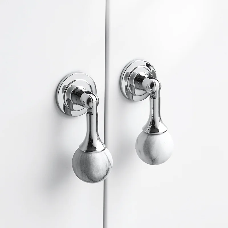 French Style Zinc Alloy Wardrobe Door Handle Modern Simple Chrome Plated Glossy silver Drawer Single Hole Cabinet Solid Handle