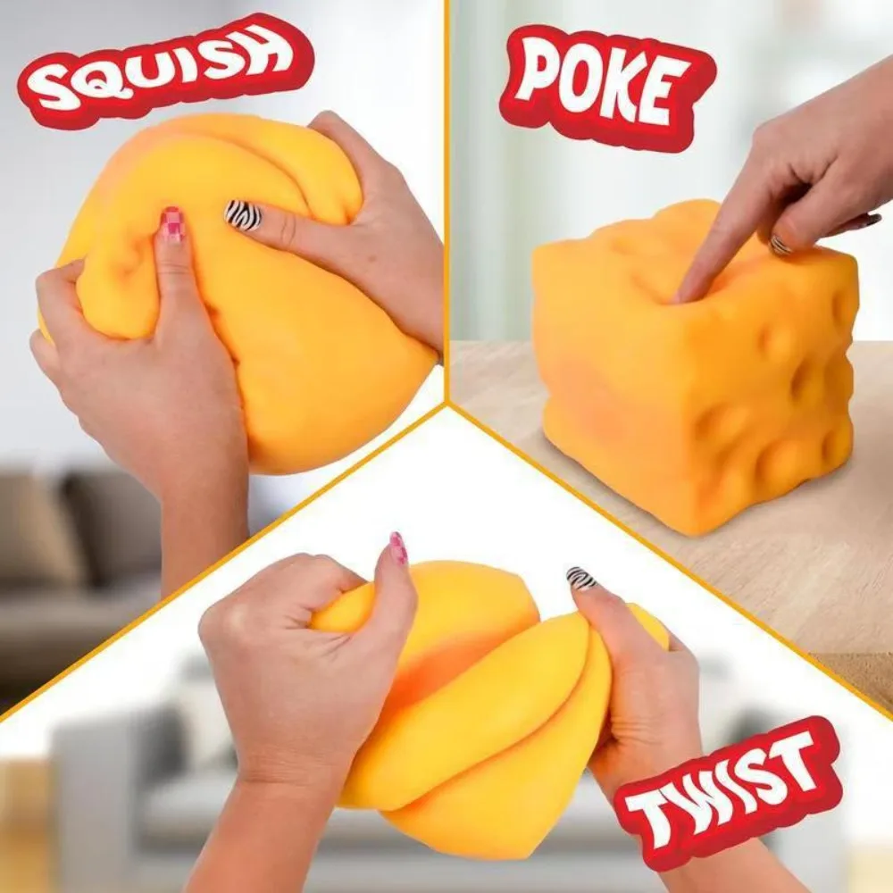 Juguete Blandito y Esponjoso en Forma de Bloque de Queso, Moldeable y Estrujable, para Aliviar el Estrés en Adultos, Ideal para la Oficina, Viajes por Carretera, Reuniones Informales, Ajustar el Estado de Ánimo Diario, Accesorio Portátil de Descompresión