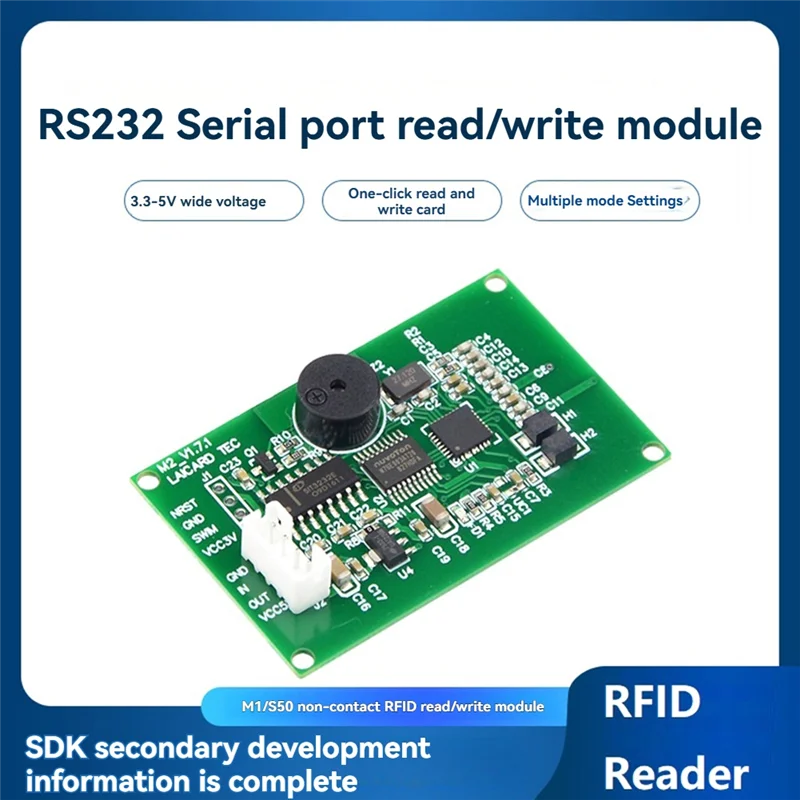 

N82R RFID Reader Writer Module 13.56Mhz IC Card Reader S50 Card Reader ISO14443A RS232 Support Window Linux System