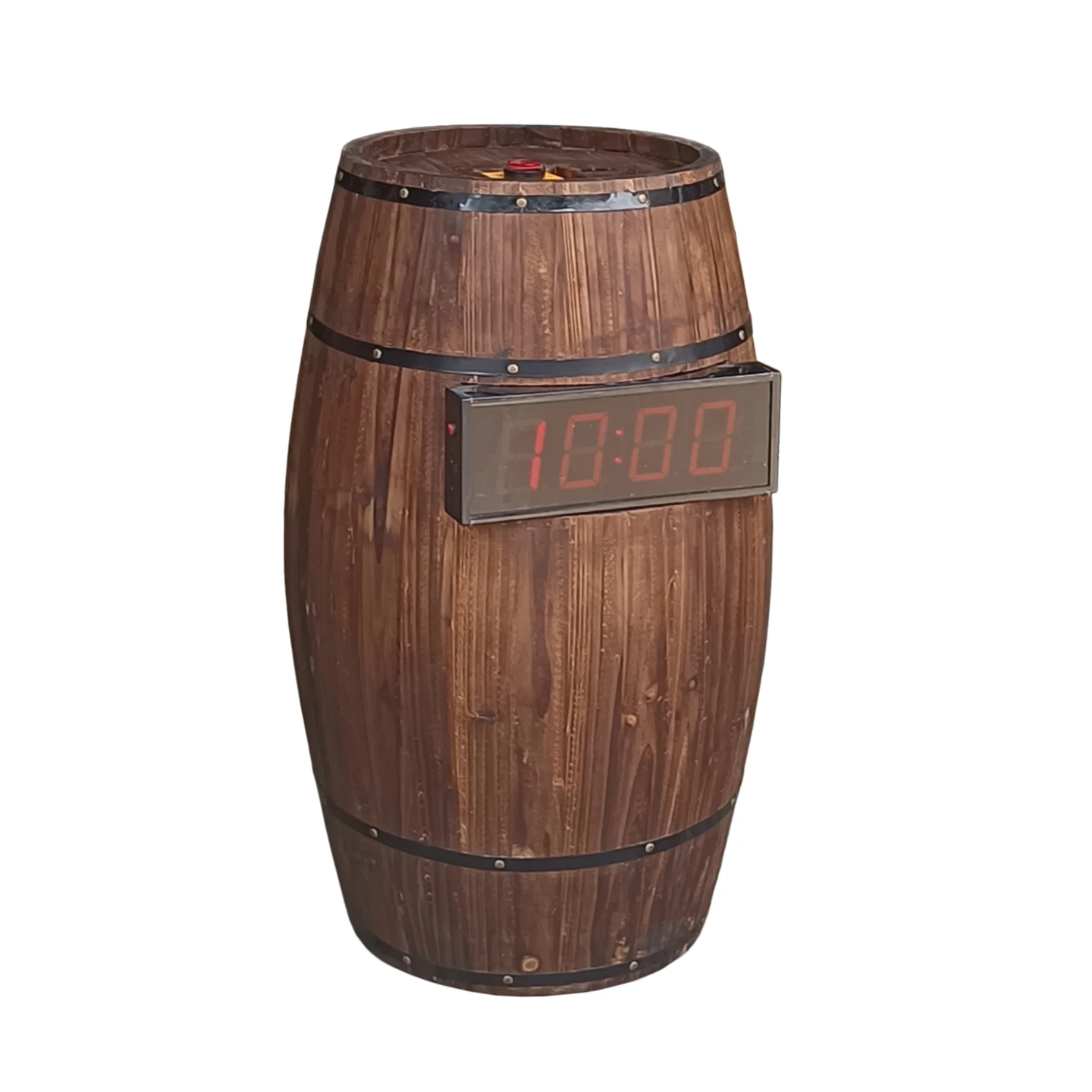 Decorative Wooden Barrel Antique Oak Barrel Prop with Charging Timer Beer Festival Event Room Escape Match