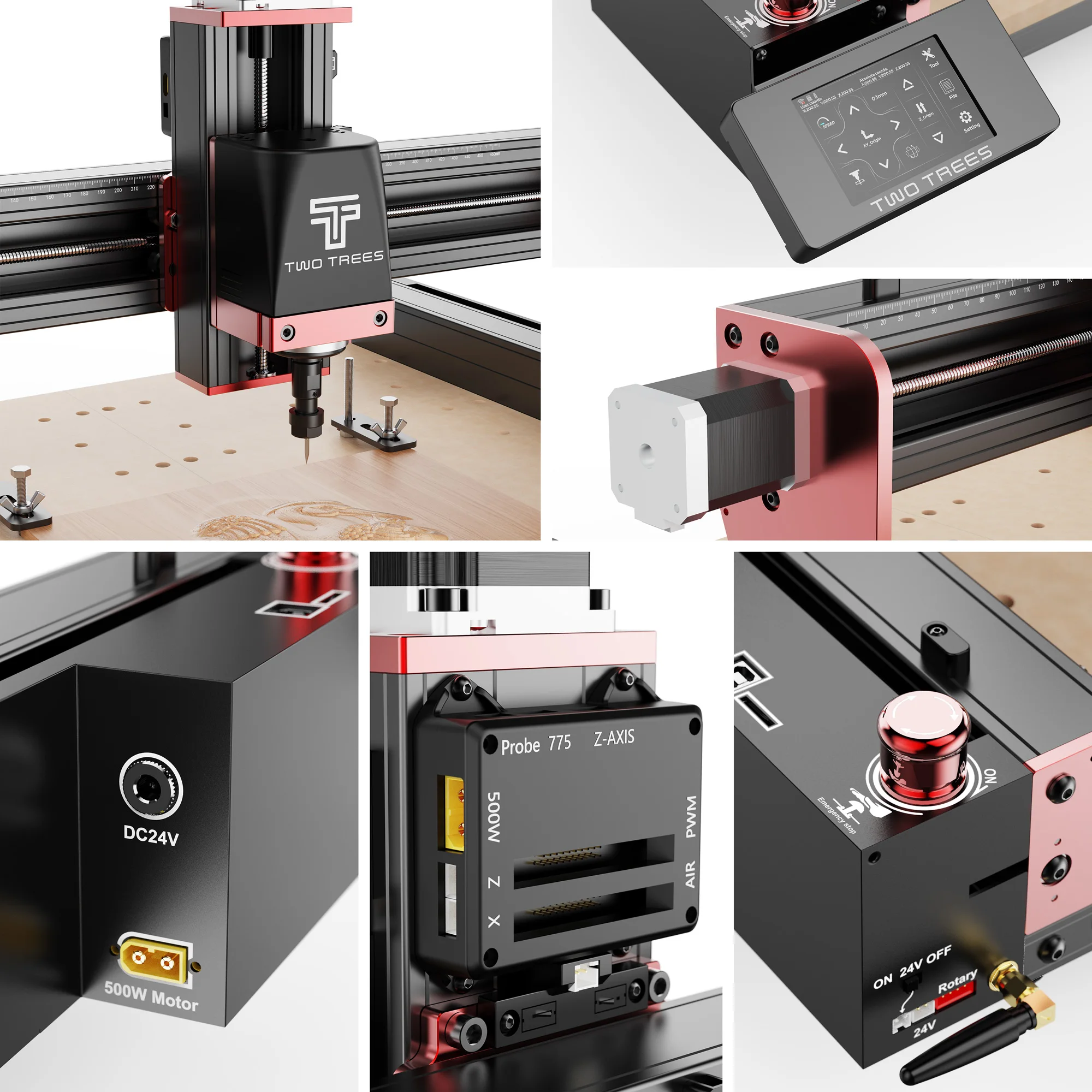 Imagem -02 - Two Tree Ttc450 Pro Cnc Fresa Máquina de Gravura a Laser Router Kit Tamanho Grande Madeira Acrílico Pcb Pvc Metal Eixos